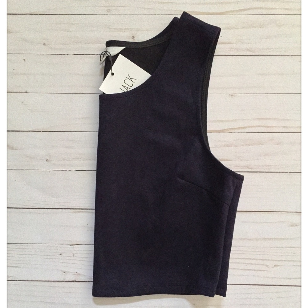 Navy Faux Suede Crop Vest